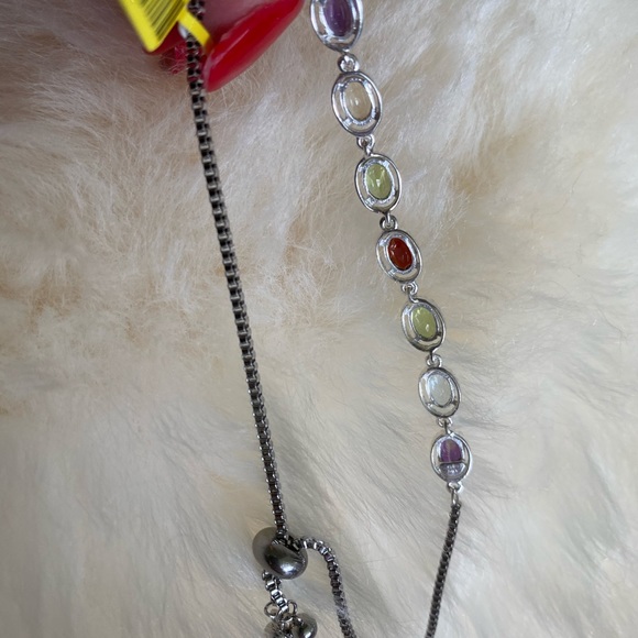 Gem Stones 925 Sterling Silver Bolo Bracelet. - Picture 3 of 6